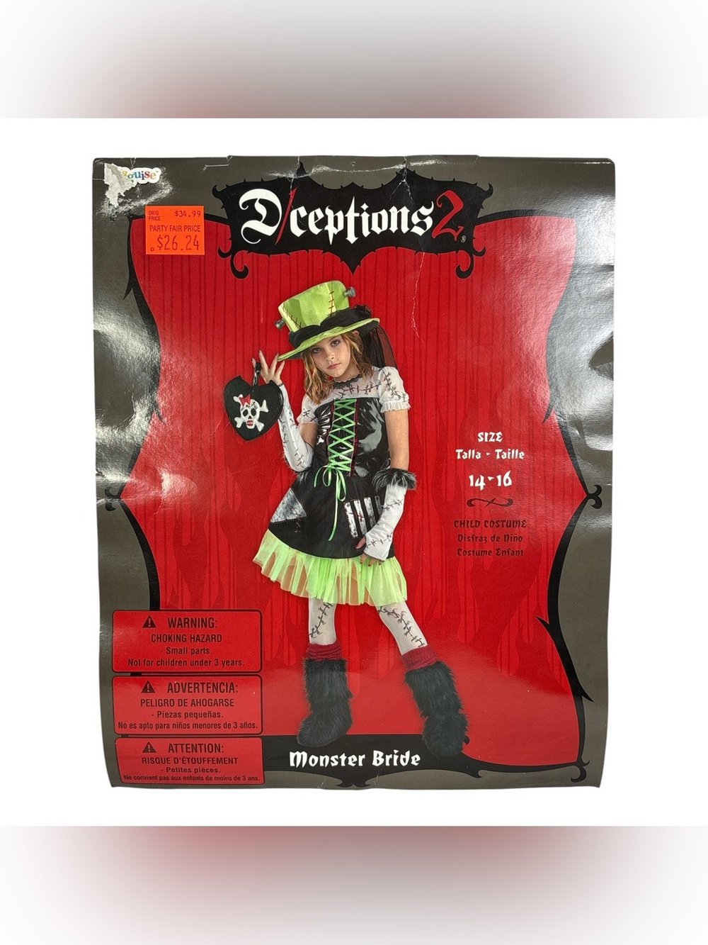 Disguise Monster Bride Teen Child Size  14-16 Halloween Costume Dress-Up NEW
